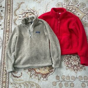 Patagonia and Athleta Girl Fleece Pullover - Beige and Red perfect for winter ❄️